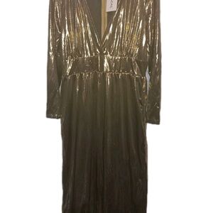 Chic Metallic Long Sleeve Dress